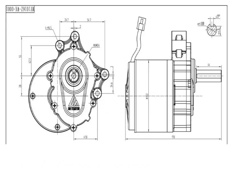 250W 24V 75Rpm / 120Rpm Low Speed Brushed Gear Motor, 44Mm Long, 17Mm Shaft Diameter, Dc Gear Brushed Motor for Electric Wheelch