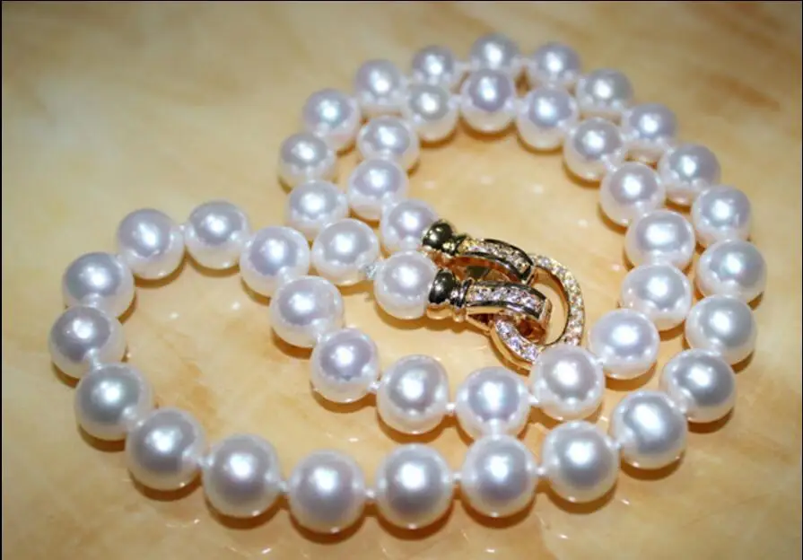 

CHARMING 10-11MM GENUINE NATURAL SOUTH SEA WHITE ROUND PEARL NECKLACE 18" 36"