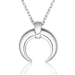Stainless Steel Half Moon Necklace OX Horn Crescent Choker Lune Corne Pendant For Men Women Jewelry Gift