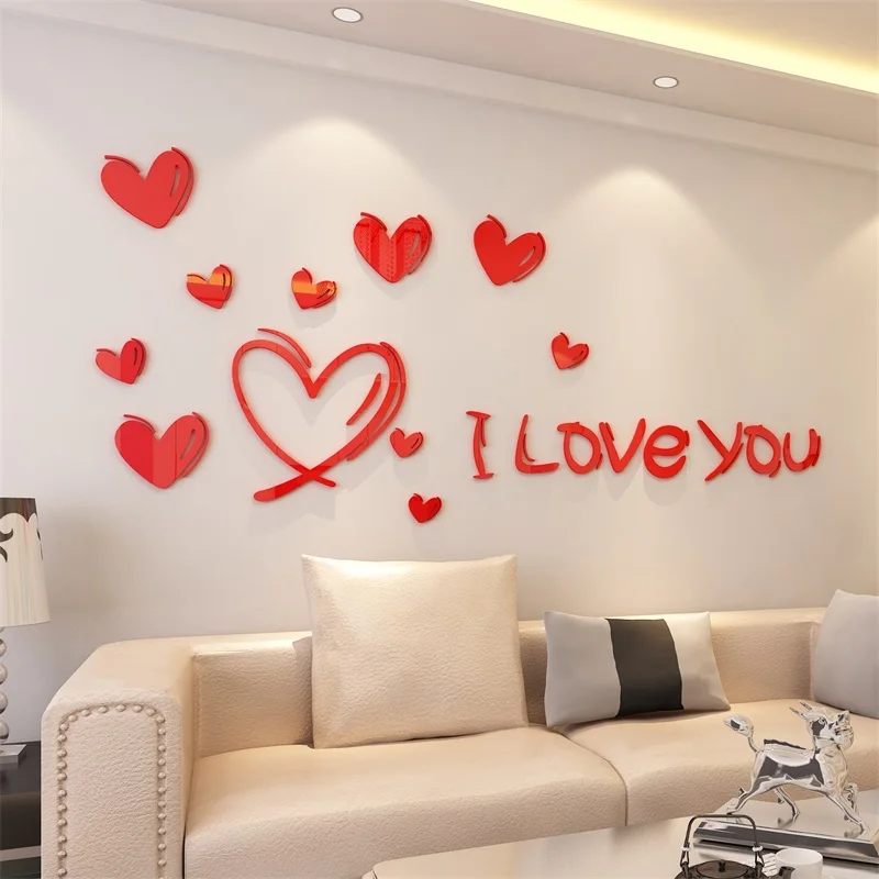 WS125 Love is full of Acrylic 3D living room bedroom entrance wall paste creative jewelry home creative warm sofa