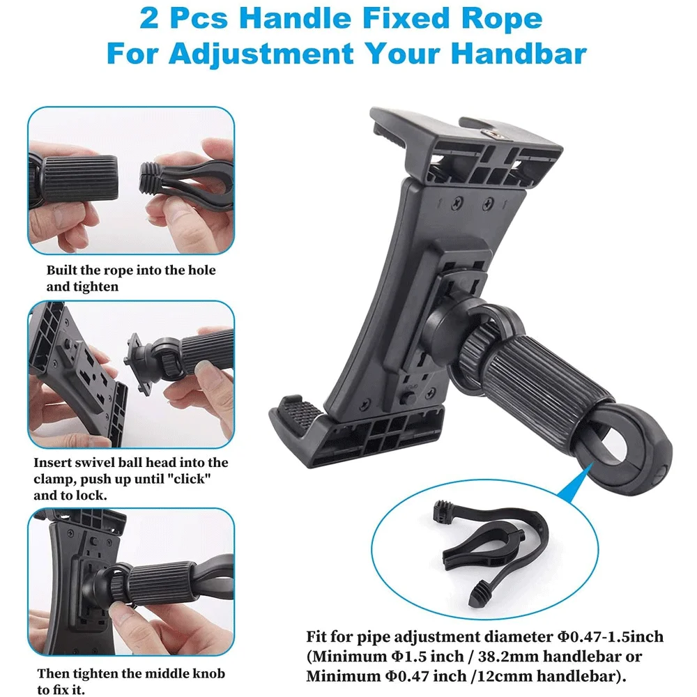 Universal Tablet Stand Microphone Motorcycle Bike Adjustable Angles Bracket Holder 5-12.9\