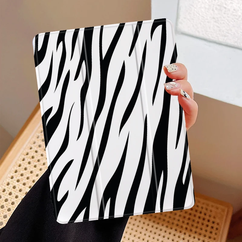 

Custom Name Zebra Texture Case For iPad Pro 11 12.9 inch 10.9 Air 4 10.5 5th 6th 10.2 9th 8th 7th Mini 4 5 6 Smart Wake up Cover