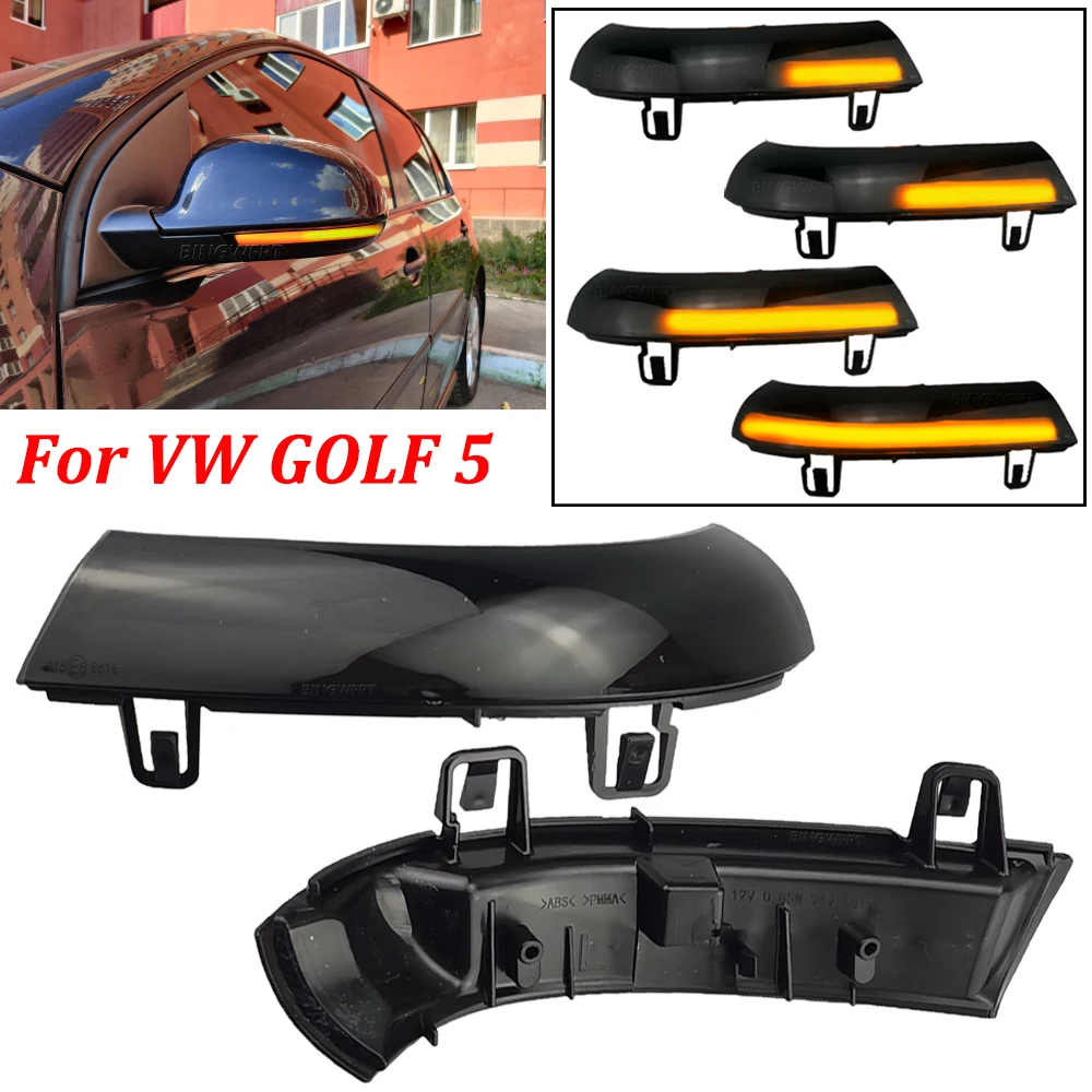 BINGWFPT 2003 MK5 5 2008, untuk VW Golf 5 / 6 Plus 2005-2013 indikator cermin sayap samping lampu sein LED dinamis