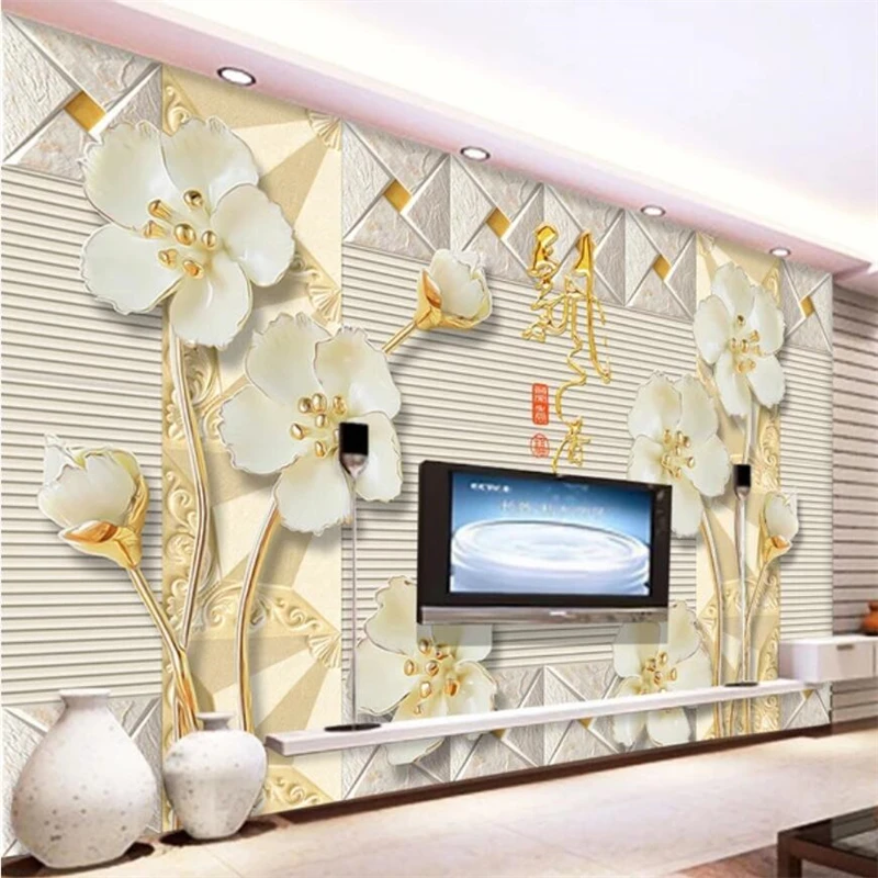 

wellyu Custom wallpaper large mural fashion home decoration imitation soft bag embossed flowers TV background wall wallpaper