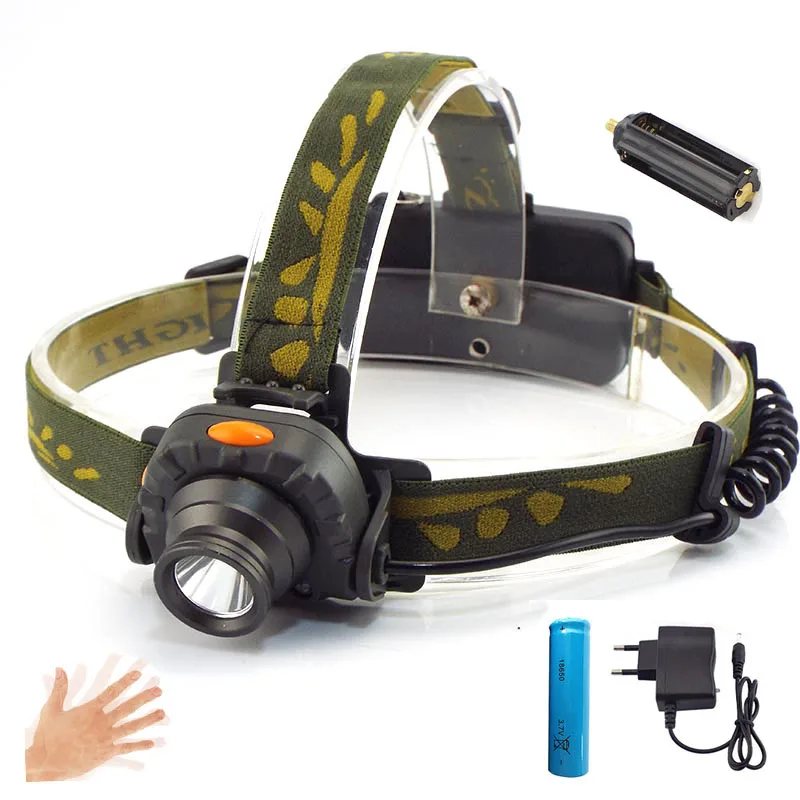 Sensor LED Headlamp lamp torches linterna frontal hoofdlamp zoom mini head flashlight Torche Headlight 18650 or AAA Battery