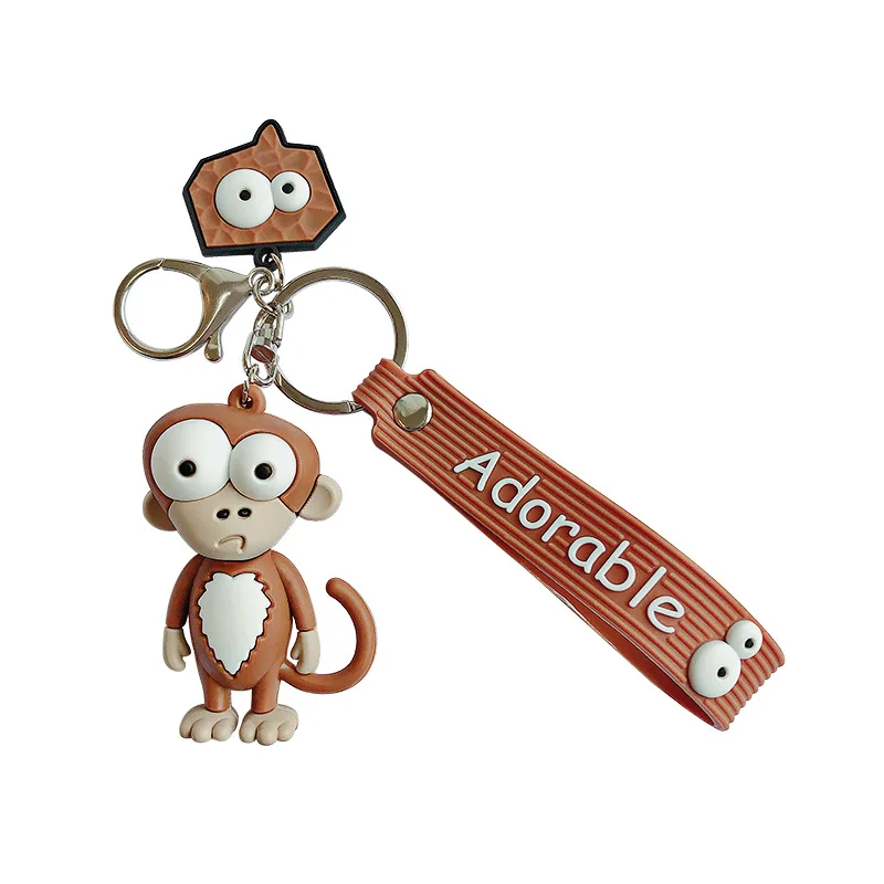 New Creative Personality Cartoon Epoxy Playful Monkey Keychain Cute Trend Keychain Bag Pendant Keychain