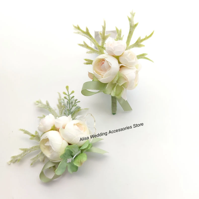 Boutonniere-女性の花のモチーフのブレスレット,人魚,絹のバラ,人工,ボヘミアンスタイル,結婚式のアクセサリー