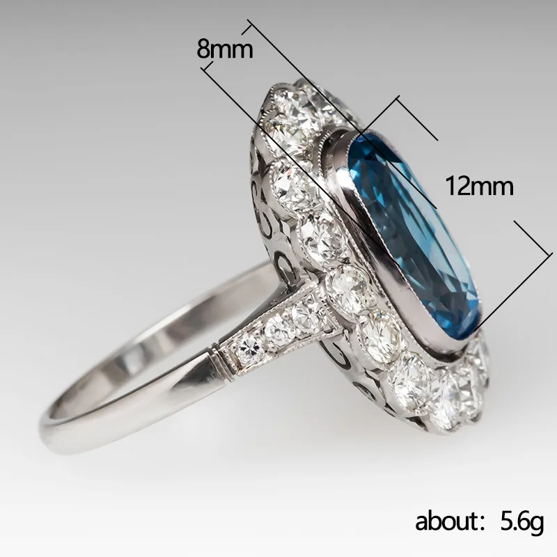 Huitan Bling Bling Blue Cubic Zirconia Women Rings for Wedding Ceremony Party Gorgeous Lady\'s Finger-ring Gift Statement Jewelry