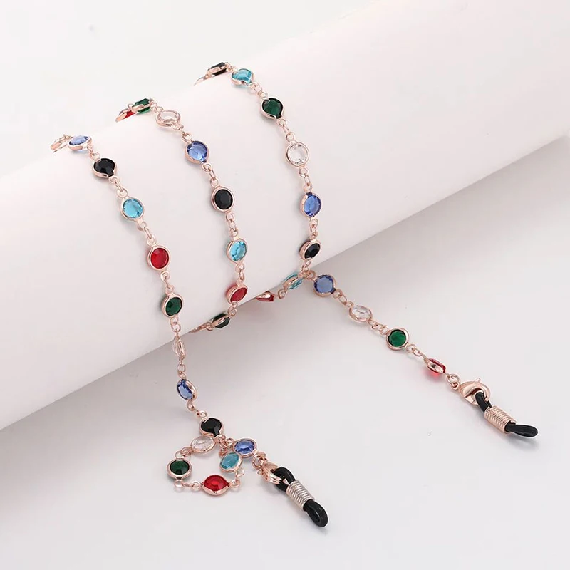 Colorful Crystal Bead Eyeglass Holder Fashion Glasses Chain For Women Eye Accessories Eyewear Straps Cord Sunglasses String Gift