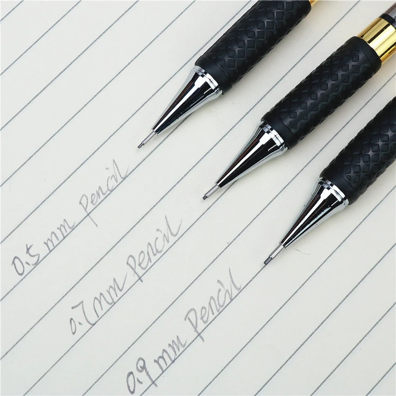 Rubber non-slip metal mechanical pencil Stainless steel penholder 0.5mm 0.7mm 0.9mm 2B black Pencil lead