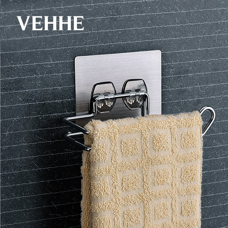 VEHHE No Drill Self-adhesive Stainless Steel Toilet Tissue Paper Holder Traceless Shelf Bathroom Kitchen Roll Paper Holder