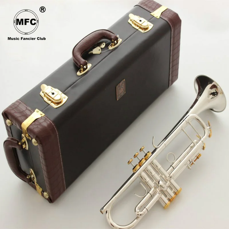 

Music Fancier Club Bb Trumpet TR190S-37 Silver Plated Gold Keys Music Instruments Profesional Trumpets 190S-37 Case Mouthpiece