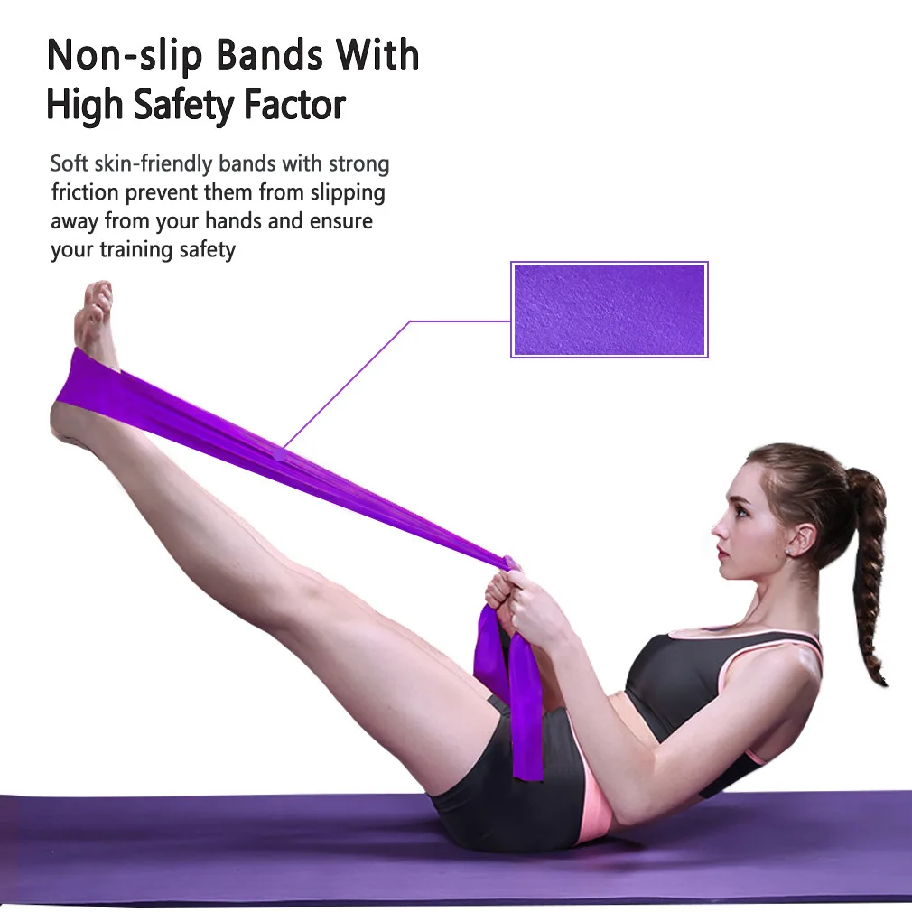 Yoga Pilates Resistance Band Stretching Exercise Fitness Belt Elastic Training Fitness Exercise Rubber 150cm Natural Rubber