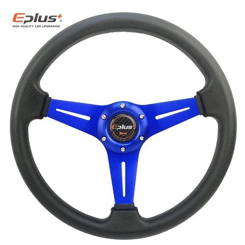 Imagen 2 del producto EPLUS Volante deportivo para coche tipo carreras alta calidad Universal 14 pulgadas 350MM aluminio PU 5 colores estilo de coche liberación rápida