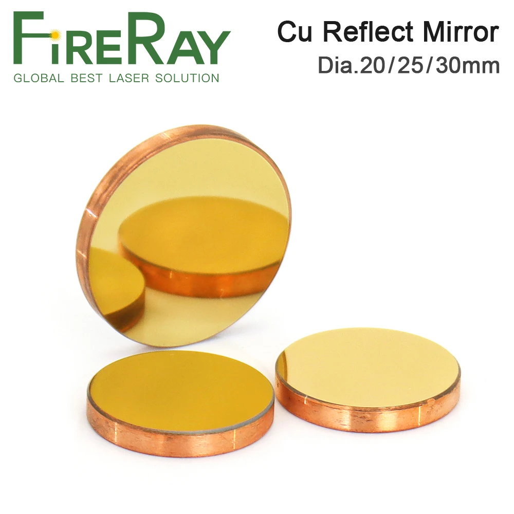 FireRay 3Pcs Copper Reflect Mirror Diameter 20 25 30mm Cu Laser Mirror For Co2 Laser Cutting and Engraving Machine