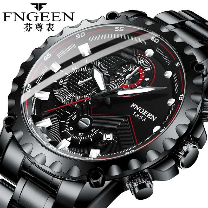 

Luxury Stainless Steel Black Blue Waterproof Quartz Watch Men Fashion Chronograph Male Sport Military Watch Dropshipping