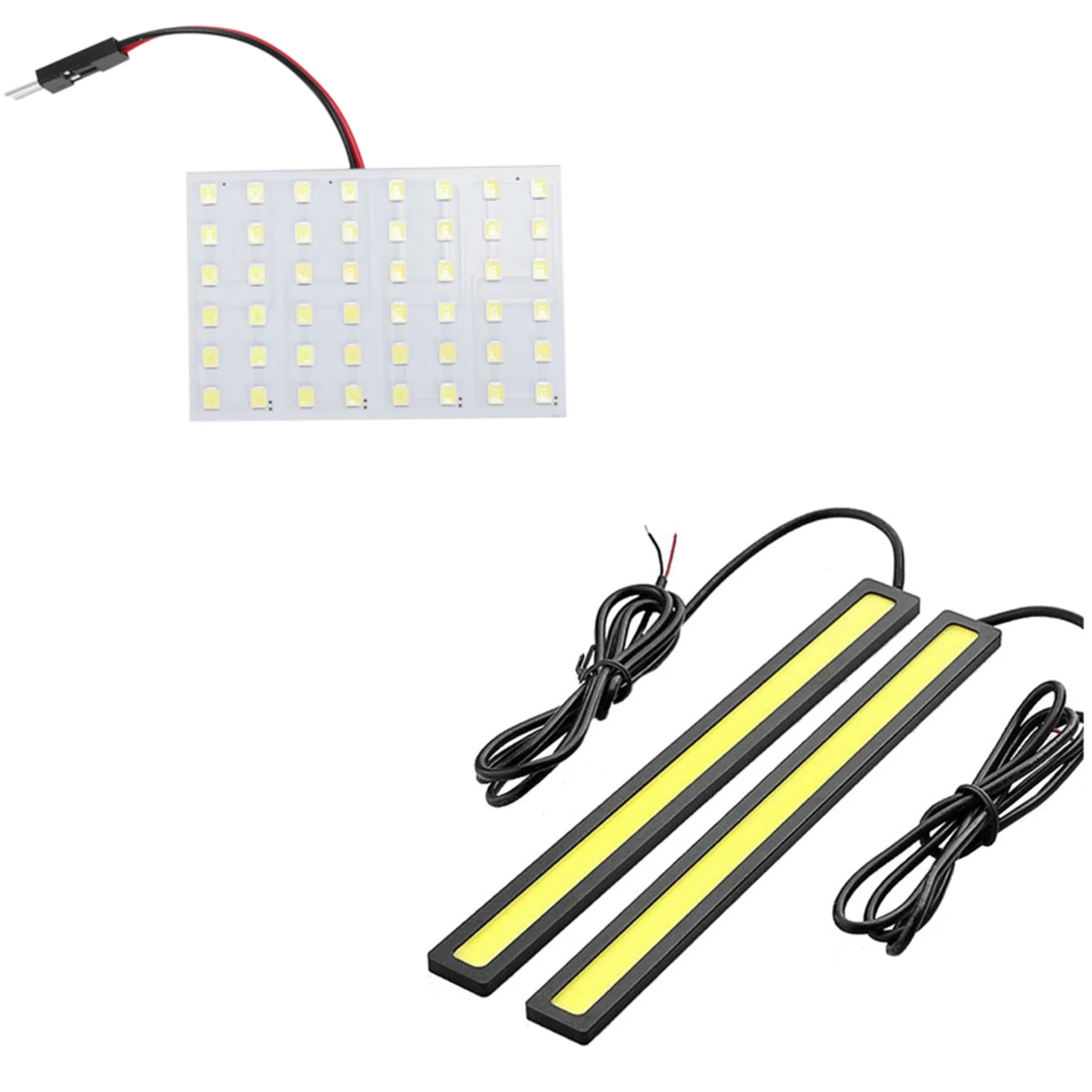 White 1210 SMD 48 LED Car Interior Dome Light Panel W T10 BA9S Festoon with 2 x Super Bright Car DRL Fog Driving Lamps