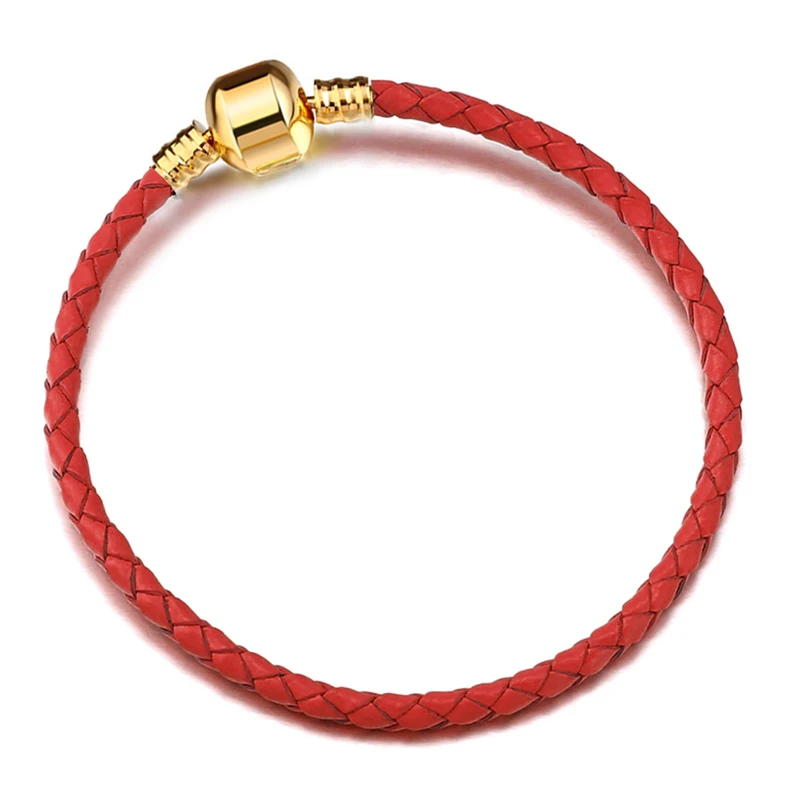 Pulsera de cadena de serpiente de cuero Original, brazalete de cuentas con cierre de corazón seguro para mujeres, hombres y niñas, fabricación de