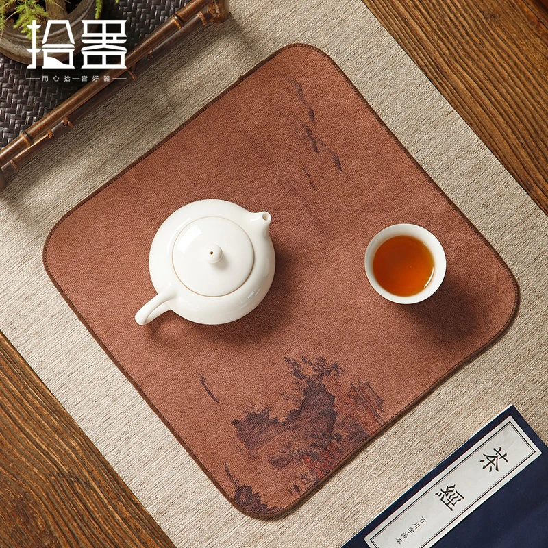 

Chinese thickened cotton linen tea towel small tea table absorbent towel Zen tea cloth dishcloth mat tea table