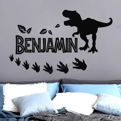 Dinosaur Wall Decals Boy Personalized Name Vinyl Wall Sticker Custom Name T-Rex Dino for Nursery Kids Bedroom Decor Mural C536