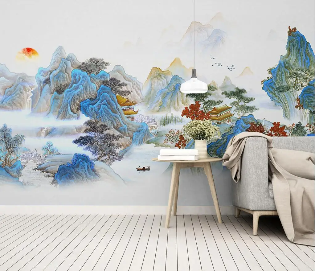 

beibehang custom Murals wallpaper Bedroom Chinese landscape Wall Stickers Home Decor Poster decorations wallpapers living room