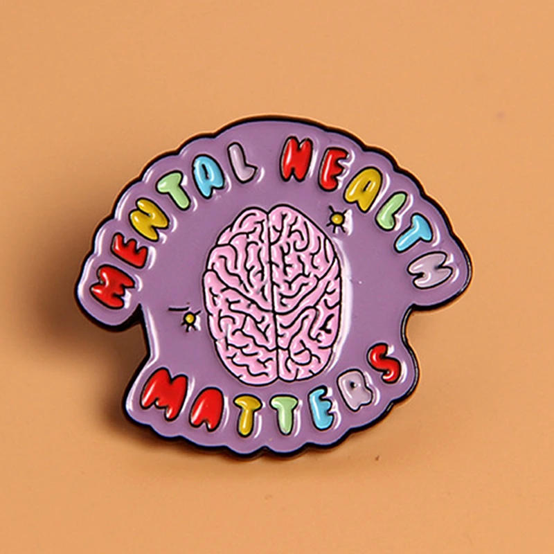 Mental Wellbeing Fight The Stigma Psychology Therapy Disease Awareness Brain Depression Anxiety Inspirational Enamel Pin Brooch