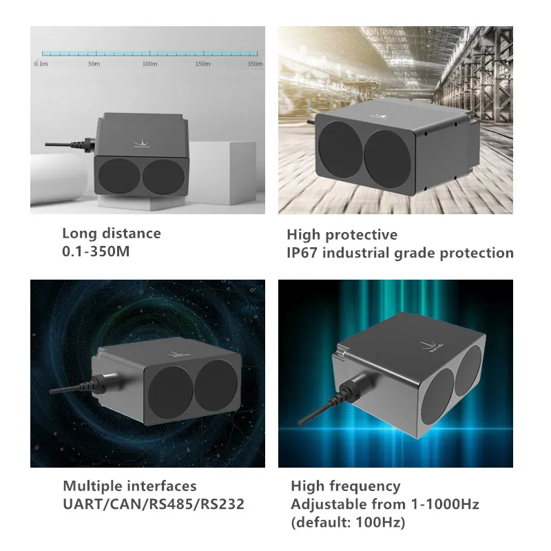 Benewake 350M Tầm Xa Lidar TF03-350 Xe Ô Tô Chống Va Chạm Uav Cố Định-Chiều Cao Công Nghiệp An Ninh UART/Có Thể/232/485/4-20mA