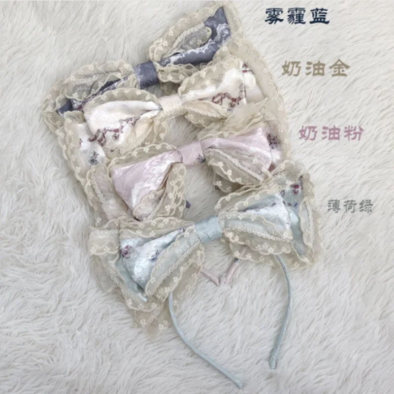 

kawaii girl gothic lolita KC loli cos bowknot hair band cos lol Japanese princess sweet lolita headwear palace lace hair band