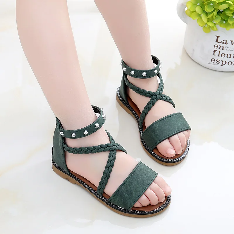 2020 Fashion New Rome Rivet Kids Shoes Girls Dress Sandals Children Kids Summer Shoes For Big Girls 3 4 5 6 8 9 10 11 12 Years