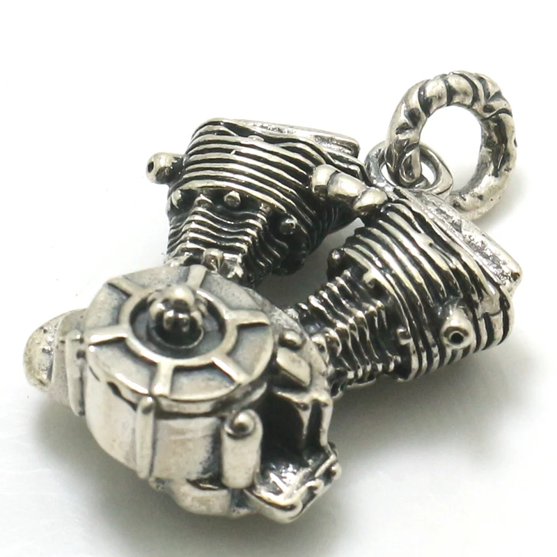 26g Mens Boys 925 Silver Cool Punk Gothic Cool Biker Engine Pendant