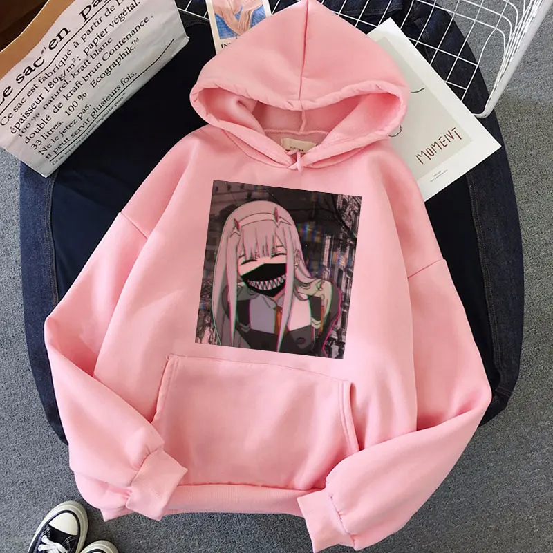 Darling In The Franxx Anime Harajuku Zero TWO Beautiful Girl Printed Sweatshirt Loose Chic Hip Hop Warm Hooded Streetwear Women