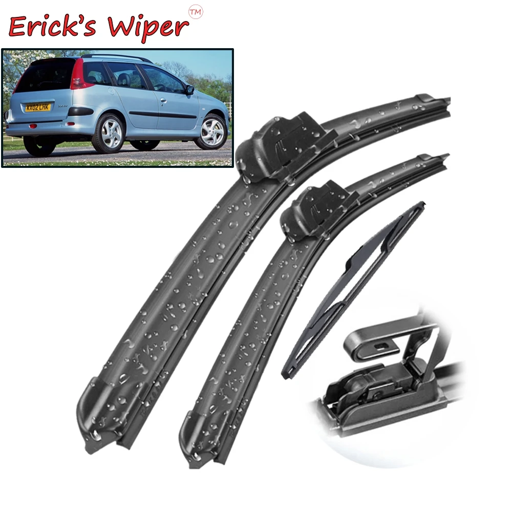 Erick\'s Wiper Front & Rear Wiper Blades Set Kit For Peugeot 206 SW / Estate 2000 - 2007 Windshield Windscreen Window 26\