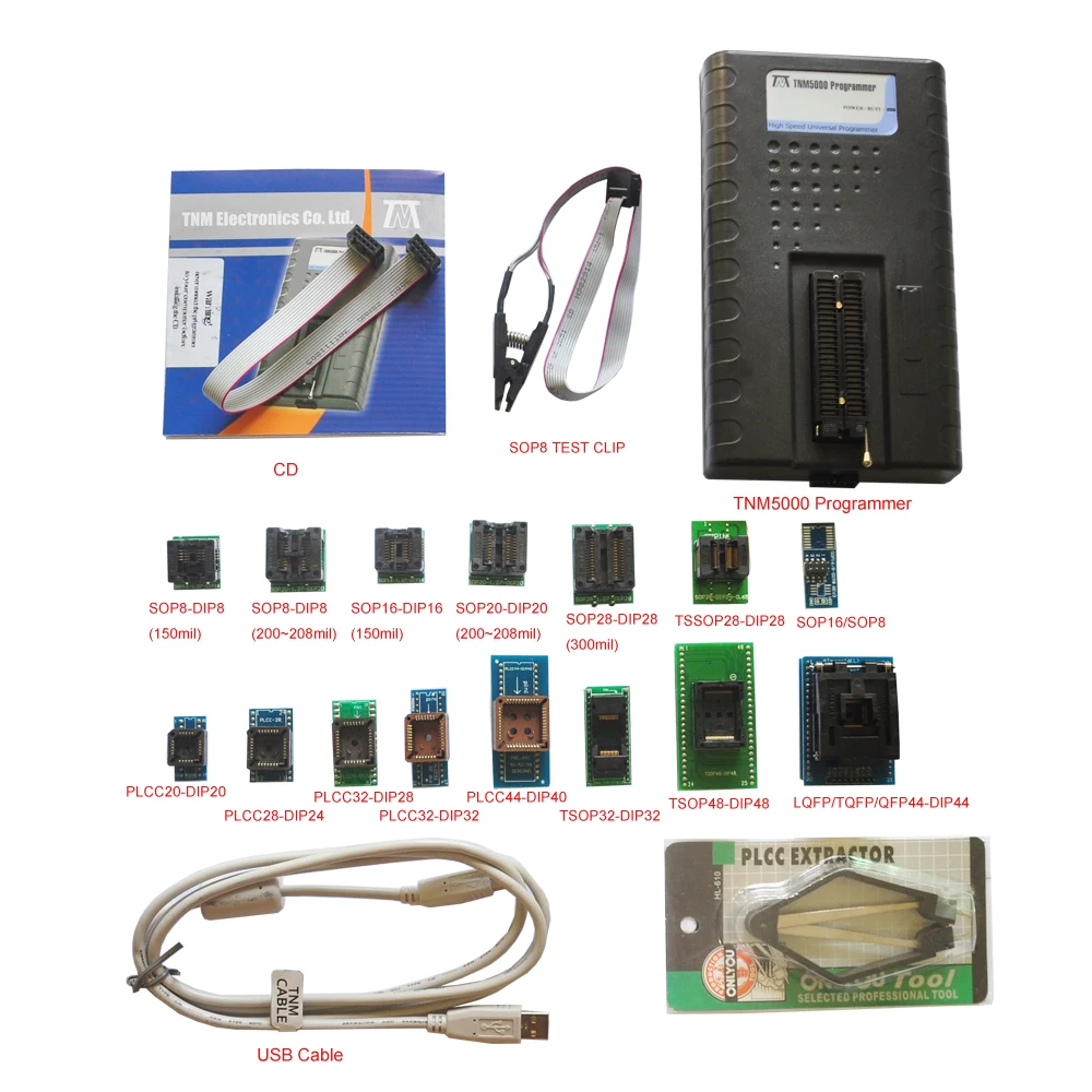 TNM 5000 USB NAND Programmer+18pcs or 19pcs adapters Support Microcontroller/ECU/Flash Memory/EEPROM/MCU/FPGA/JTAG,Top Model