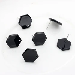 10pcs/lot Acetic Acid Resin Black Geometric Polygon Earrings Connector For DIY Earrings Jewelry Making Finding Accessories