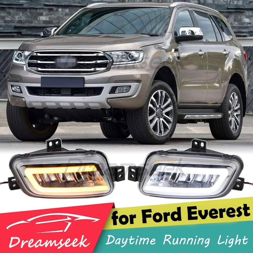 

LED DRL Fog Light for Ford Everest 2016 2017 2018 2019 Daytime Running Light Driving Fog Lamp with Turn Signal