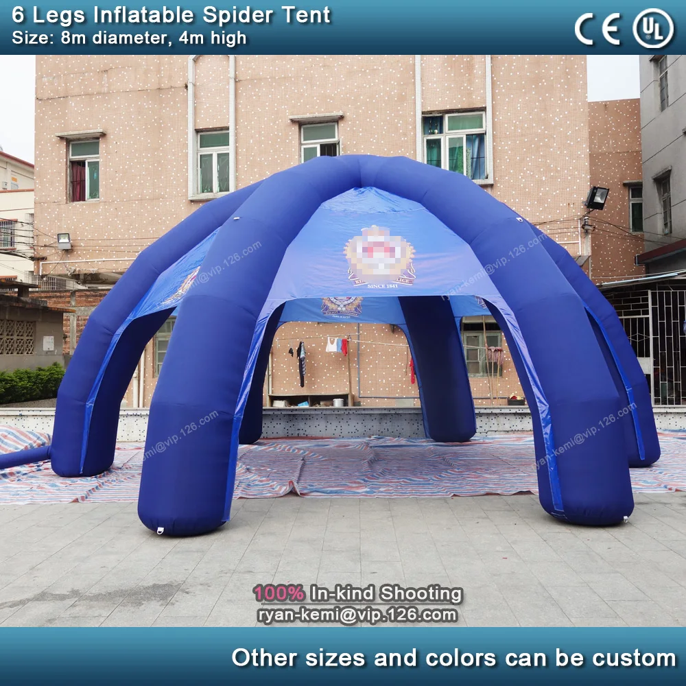 8m Blue Inflatable Spider Dome Tent With Custom Logo 6 Legs Igloo Outdoor Advertising Event Tent Giant Inflatable Marquee Cover