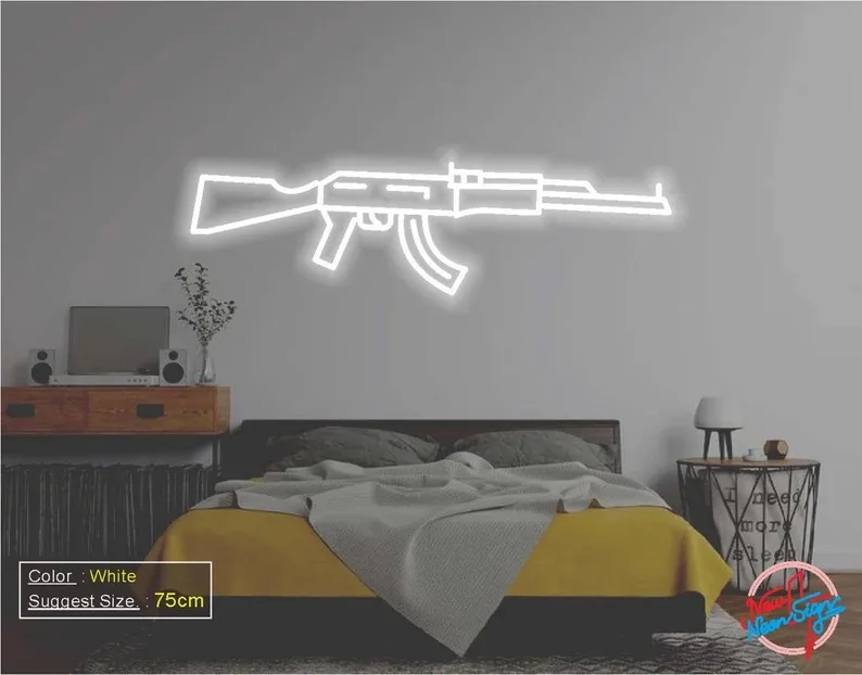 AK47 Gun Neon Signs Party Decor Game Room Decoration Art Night Lamp Light Signs Event Lights