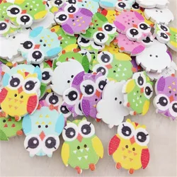 50pcs Wood Sewing Button Scrapbooking Owl Mixed Two Holes 25x21mm WB216