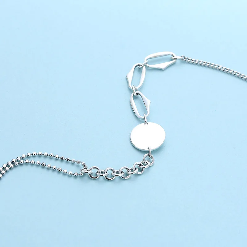 S925 pure silver ornaments small round chain fashion ladies necklace 50cm with 5cm extend