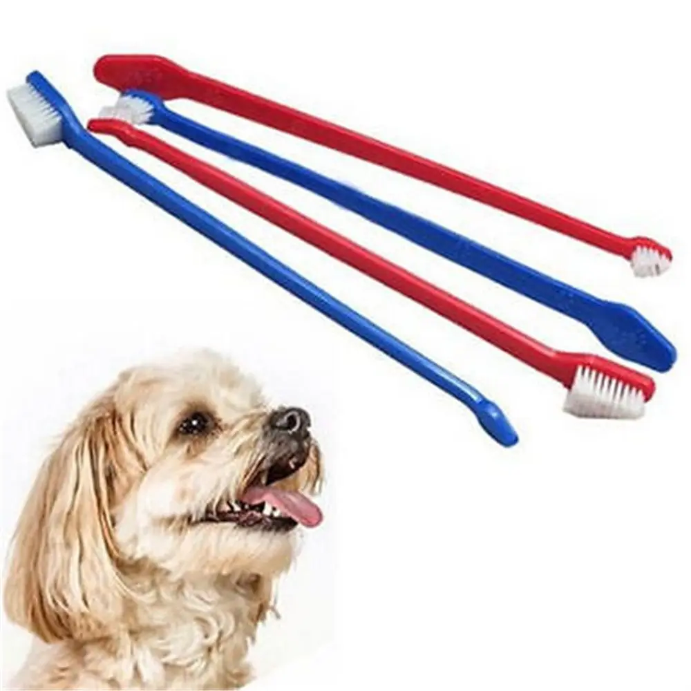 2pcs Pet Double Ended Toothbrush Set Dog Cat Dental Pet Health Grooming Tooth Brush Gum Care Oral Dental Cleaning Random Color