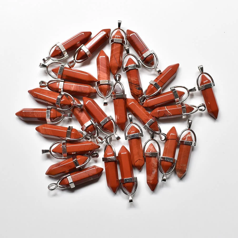 Großhandel 24 Stück/Set Modische, hochwertige, sortierte Naturstein-Amethyst-Säulenanhänger, Chakra-Anhänger & Halsketten zum Selbermachen. – Detail 18