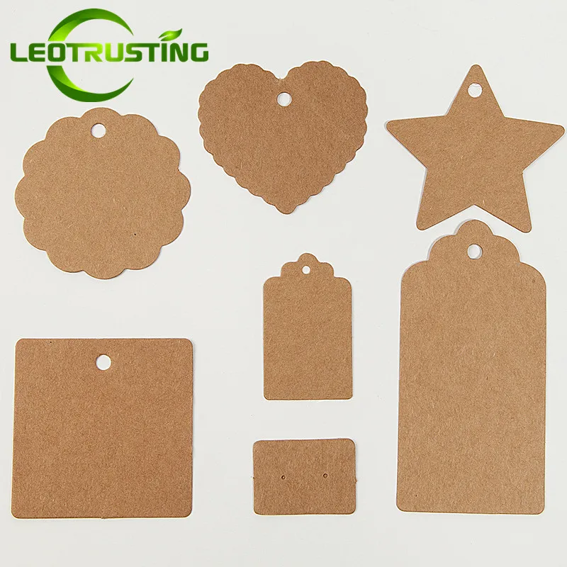 100PCS 350gsm Kraft Paper Creative Blank Tags DIY Handmade Party Birthday Wedding Christmas Children Gifts Flowers Labels Cards