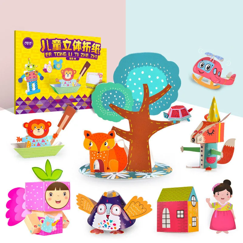 Children Cartoon Origami Book DIY Handcraft Art Toy Cute Animals Pattern Puzzle Double Sided Origami Paper New Year Xmas Gifts