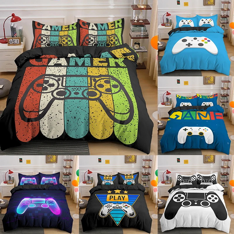 Gift For Boys Duvet Cover Set Quilt   Game Elements Printed Bedding