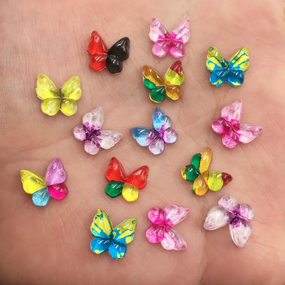 New Mix Resin 10/15/19mm Colorful Butterflies Flat Back Rhinestone Appliques DIY Wedding Scrapbook Craft