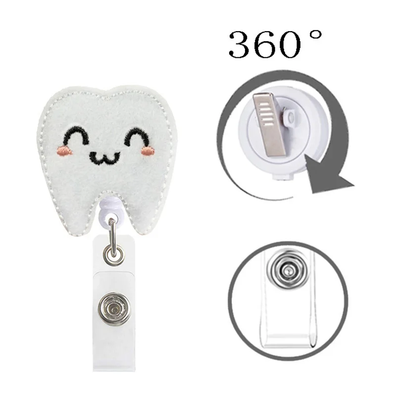 1PCS 360° Retractable Nurse Badge Reel Clip Badge Holder Students Doctor ID Card Holder Kawaii Woundplast And Organ Pattern