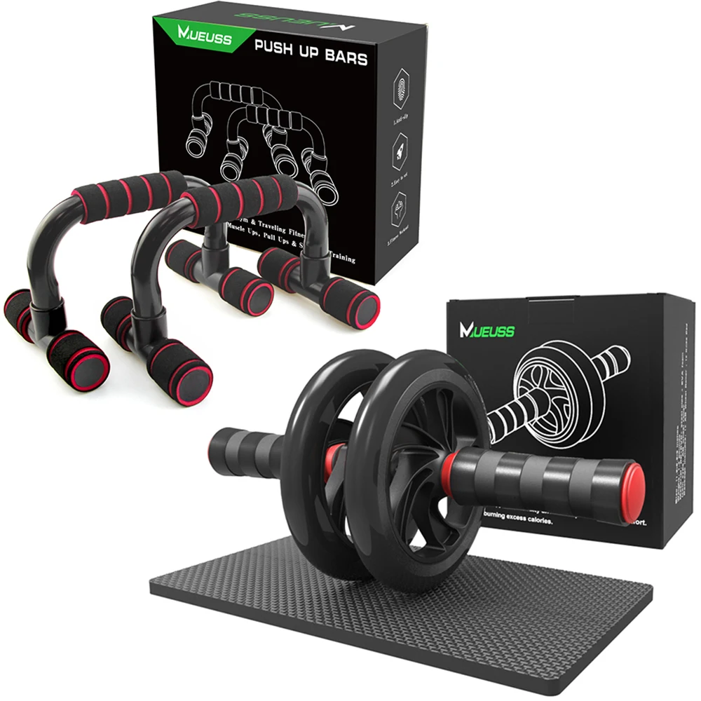 

AB Roller Wheel Push Up Bar Stands Handle Workout for Home Gym & Traveling Fitness Muscle, Pull Ups & Strength Training