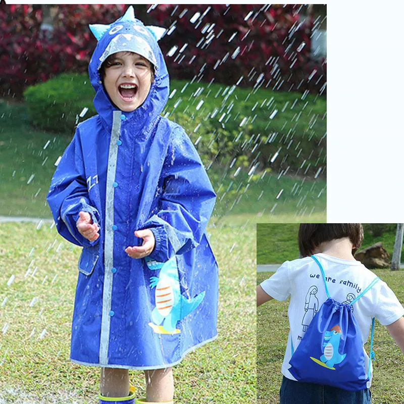 

3D Dinosaur Waterproof Raincoat for Children, Kids Rain Coat, Boys and Girls Jacket, Primary School Students Poncho, 90-145cm