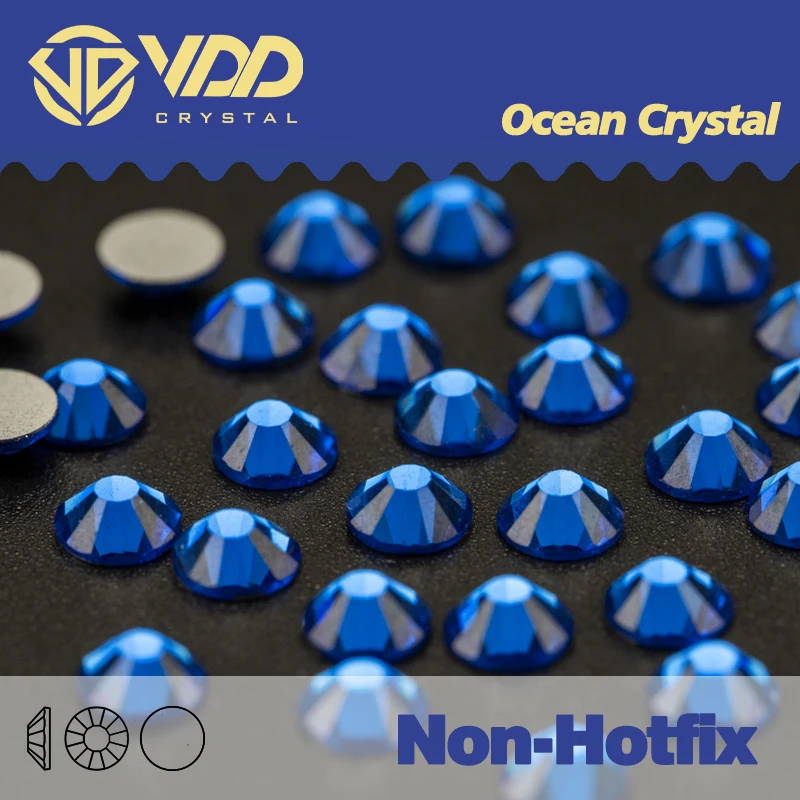 VDD 029 Capri Blue  Rhinestones Non-hotfix Crystals Nail Stickers Accessories Rhinestone Chain 2mm Crystals For Jewelry