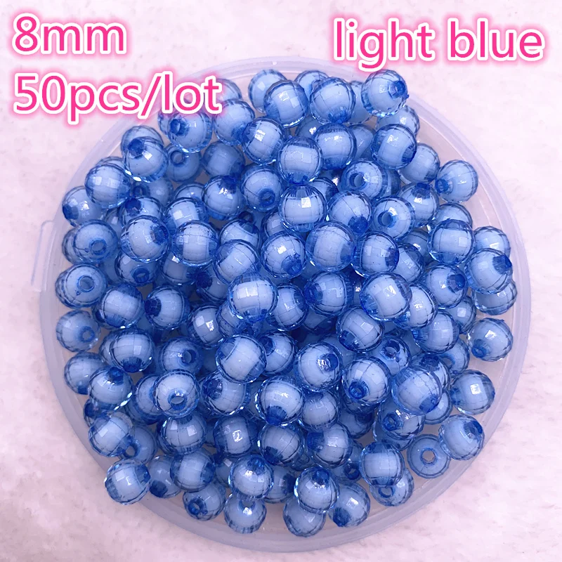 New 50pcs 8mm Faceted Earth 15 Colors Acrylic Loose Spacer Beads for Jewelry Making DIY Bracelet